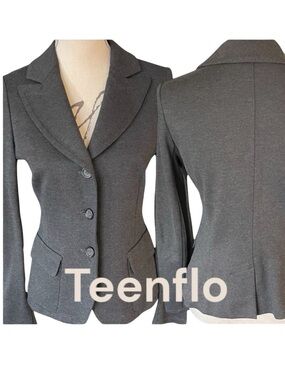 Teenflo Grey 3 Button Jersey Stretch Fitted Blazer Jacket (8)